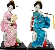 A Set of 2 Japanese Geisha Kimono Doll -Geisha Doll- 12 Inch, Asian Kimono Doll Collectible Figurine Decoration Gift,#020,30cm/4197 (Color : #21, Size : 30cm)