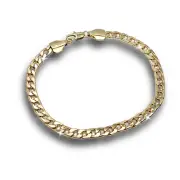 Yellow Gold Finish Classic Cuban Link Mens 7mm 8.5 inch Bracelet
