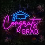 Hanging Art Neon Signs Congrats Grad Neon Sign Acrylic Light USB Dimmer Switch for School Colleges Graduation Party Wall Art Decor
