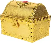 UPKOCH Treasure Chest Hunt Piggy Ring Jewelry Accessories Basket Boxes Bags Closet Organizer Trinket Lids Card Bookshelf Bank Bin Pirate Bookshelves Book Shelf Plastic Golden