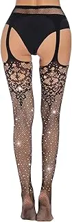 [DuBom] Lingerie Womens Plus Size Funny Underwear Open Crotch Flower Lace Suspenders Mesh Stockings Black Silk Sexy Fishnet Stockings Suspenders Silk Laundry Slip Dress