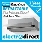 BRILCON 60cm Slide Out Rangehood Stainless Steel Range Hood 600mm with LED light