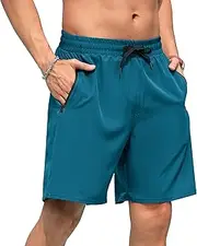 [Adisputent] Mens Swim Trunks with Compression Liner 7 Inch Quick Dry Swimming Swimwear Board Shorts with Zipper Pockets