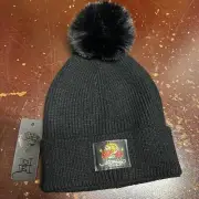 Ed Hardy black unisex, pom-pom beanie