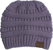 [Aikowener] Ponytail Beanie Hat, Slouchy Winter Hats for Women Trawler Beany Hat Messy High Bun with Hole Warm Ski Knitted Hat Stretch Cable Outdoor Cap for Ladies and Girls