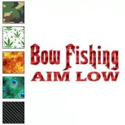 Bow Fishing Aim Low, Vinyl Decal Sticker, 40 Patterns & 3 Sizes, #121