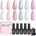 Pearl Gel Nail Polish 6 Colors Shimmer Glitter White Pink Blue Nail Polish Merma