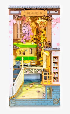 Robotime Rolife Sakura Densya 3D Wooden DIY Miniature House Book Nook - TGB01