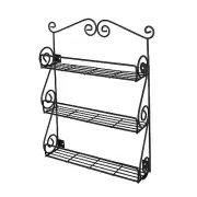 Spice Rack Shelf Wall Mount Display Black Metal Finish Cosmetic Essential Oil