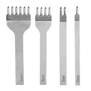 4Pcs Leather Prong Punch 5mm Spacing 1 2 4 6 Tooth Polished High Speed Steel Leather Chisel for Craft DIY Carving