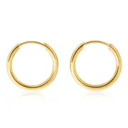 9ct Yellow Gold 13mm Plain Sleeper Earrings