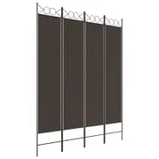 vidaXL 4-Panel Room Divider Brown Fabric Privacy Screen Room Separator Folding