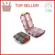 2PCS Travel Pill Organizer Box, Portable Pill Case, Pill Box Dispenser, with 10