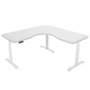 Adjustable Electric Sit-Stand Corner Desk, 3 Motors, 120kg Load, White Frame