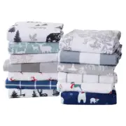 3-Piece Gray Printed 100% Turkish Cotton Twin Premium Flannel Sheet Set