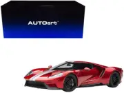 Autoart 2017 Ford GT Liquid Red With Silver Stripes 1/18 Model Car 72943