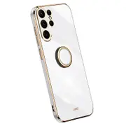 XINLI For Samsung Galaxy S24 Ultra Cover Electroplated TPU Phone Case with Ring Kickstand