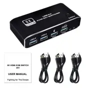 HDMI 2.1 KVM Switch 2X1 4K 120Hz 8K 4 Port USB 3.0 KVM Switcher with Hotkey