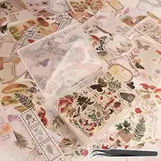 [Vecbain] 200Pcs Vintage Scrapbook Stickers, Aesthetic Junk Journal Stamping Supplies Kit, Scrapbooking Ephemera Washi Paper for Bullet Journaling Planners Diary Collage K-9