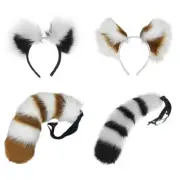 Plush Ear Role Play Party Hairband Adult Halloween Headband/ Tail Set