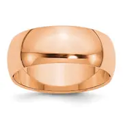 Solid 10K Yellow Gold Rose Gold 8mm Half-Round Wedding Men's/Women's Wedding Band Ring Size 8