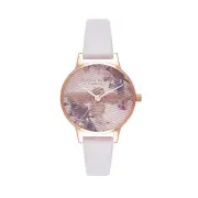 Olivia Burton Embroidered Dial Rose Gold Watch - Rose Gold