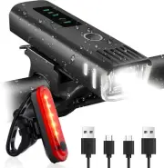 Ultra Bright USB Rechargeable Bike Light Set, 4 Light Modes Bicycle Front Hea...