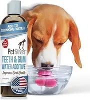 PetSilver Teeth & Gum Water Additive for Dental Care - Dog Breath Freshener - Targets Tartar, Plaque & Eliminates Bad Breath - Cat Oral Care & Dog Teeth Cleaning - No Brushing & Tasteless - 12 fl oz