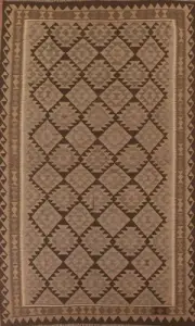 Brown Geometric Kilim Rug 7x10 Ft Flat Weave Oriental Area Rug Bedroom Carpet