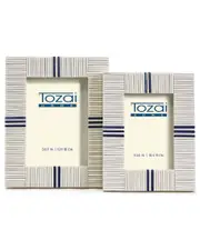 Two's Company Stacks Set of 2 Photo Frames With Lapis Colored Inlay