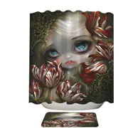 Art Painting the Language of Flowers Tulips Girl Shower Curtain