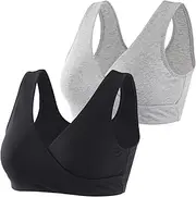 [HIHOSSI] Maternity Nursing Bras - Soft Cotton Sleep Bra for Pregnancy & Breastfeeding | Comfortable Wire-Free Design