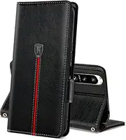 Case for Sony Xperia 5 IV, Magnetic Leather Wallet Card Slots Phone Case, Flip Silicone TPU Bumper Protective Cover With Kickstand, Shockproof Book Case Black