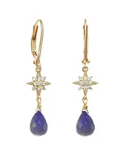 Rachel Reinhardt Blue Lapis CZ Star Dangle Earrings