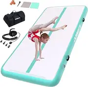DOBESTS Gymnastics Mat Air Track Inflatable Tumbling Mat 13ft Tumble Track Gymnastics Equipment For Kids Home/Training/Gym/Outdoor/Yoga/Water(4m, Green)