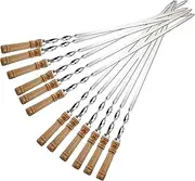 IMEEA 12-Pack Extra Large Stainless Steel Kabob Skewers with Wooden Handle, 55cm x 1.1cm, Perfect for Kebab BBQ Grilling Kabob Koobideh