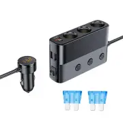 Car Cigarette Lighter Socket Splitter Fit fast charging: QC 3.0, USB-C PD
