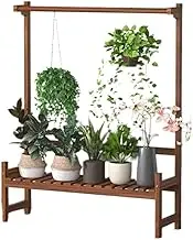 Plant Display Stand Plant Rack for Indoor Outdoor Large Multiple Flower Holder Pot Holder Rack Tall Wood Flower Holder Stand Hanging Plant Ladder Frame Creative Plant Display Rack or Bedroom