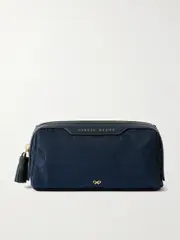 [Anya Hindmarch] Anya Hindmarch - Girlie Stuff Leather-trimmed Jacquard Pouch - Navy - One size One size Blue