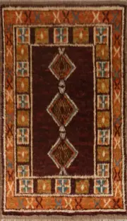 Tribal Moroccan Berber Wool Burgundy Plush Hand-made Living Room Area Rug 6x10