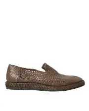 Dolce & Gabbana Woven Leather Loafers SlipOn - Brown -Size 41