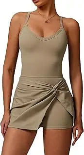 [MUMANAIXI] Women’s 2-in-1 Tennis Dress with Built-in Shorts, Breathable Stretchy Activewear for Yoga, Running, Golf, and Gym