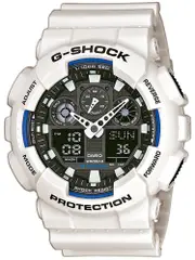 Casio G-Shock Chronograph GA-100B-7AER Black Dial White Resin Mens Watch