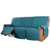 Recliner Sofa Cover with Pocket, Slipcovers Reversible Washable Elastic Adjustable Strap for home(3 Seater,Teal）