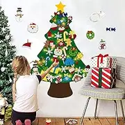 DIY Toddlers Kids Felt Christmas Tree Set, 5m/16.4ft Led String Light, DIY Christmas Tree with 40 Detachable Ornaments for New Year Handmade Xmas Door Wall Hanging Home Decorations