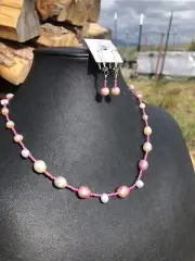 Cultured Pearl And Seed Bead Necklace & Earring Set