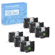 6PK Black/White Tape 3/4" TZ TZe 241 Compatible for Brother P-touch Label Maker