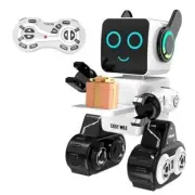 Rechargeable RC Robot Toy for Kids - Interactive Intelligent LED Light, White