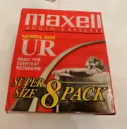 8-PACK Maxell Audio Cassette Tapes UR 60 Min. Normal Bias, Blank and Sealed New
