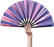 TJSCFY Colorful Folding Hand Fan for Outdoor Holiday Gatherings, and Seasonal Festivities, Fashion Portable Pvc Handheld Foldable Fans(Purple)